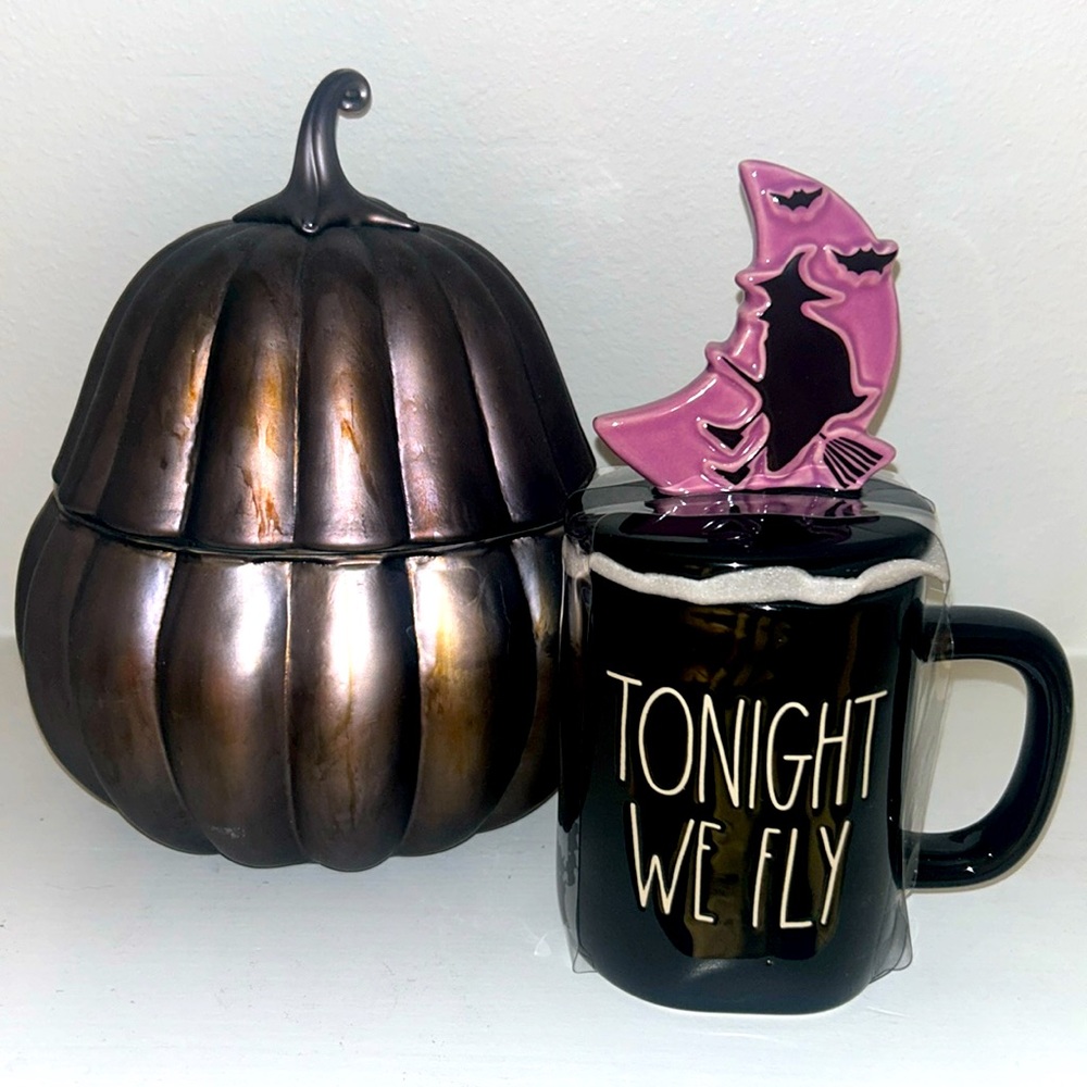 Rae Dunn Halloween mug with Witch Topper- TONIGHT WE FLY brand new 1 out of 4.